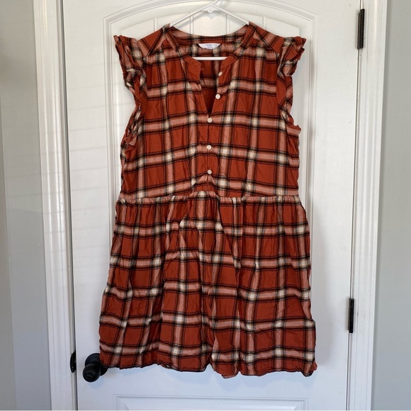 Time and Tru Dresses & Skirts - Time and Tru Women's Plaid Cap Sleeve Button-Up Dress Size XL 16-18